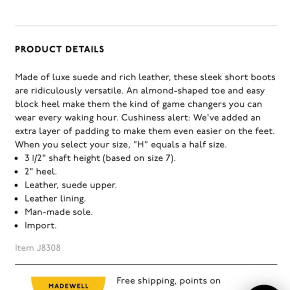 Madewell Asher Bootie Tan suede / leather size 5.5 - Picture 12 of 12